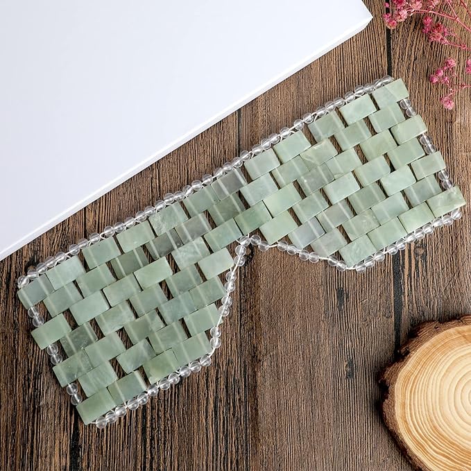 Jade Eye Mask 100% Natural Real Jade Stone Reusable Eye Mask for Hot & Cold Anti Aging，Headache and Migraine Relief Jade Mask for Women Men (Light green jade)-VivaGrace Women