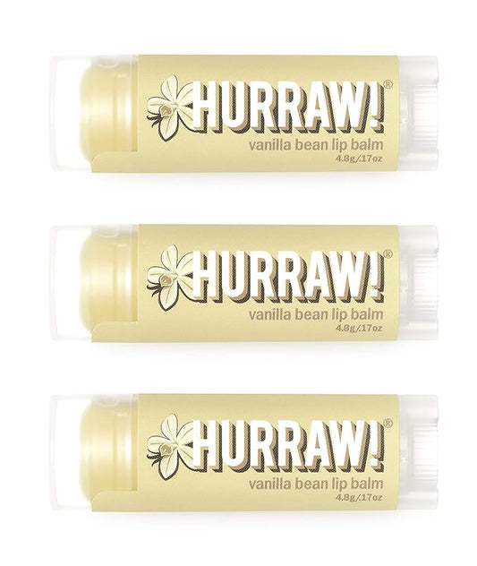 Hurraw! Vanilla Bean Lip Balm, 3 Pack: Organic, Certified Vegan, Cruelty and Gluten Free. Non-GMO, 100% Natural Ingredients. Bee, Shea, Soy and Palm Free. Made in USA-VivaGrace Women