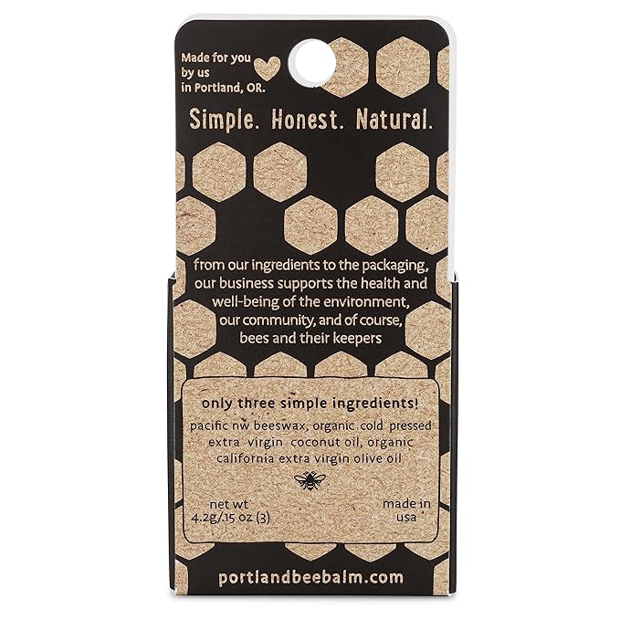 Portland Bee Balm All Natural Handmade Beeswax Based Lip Balm, Unscented 3 Count-VivaGrace Women