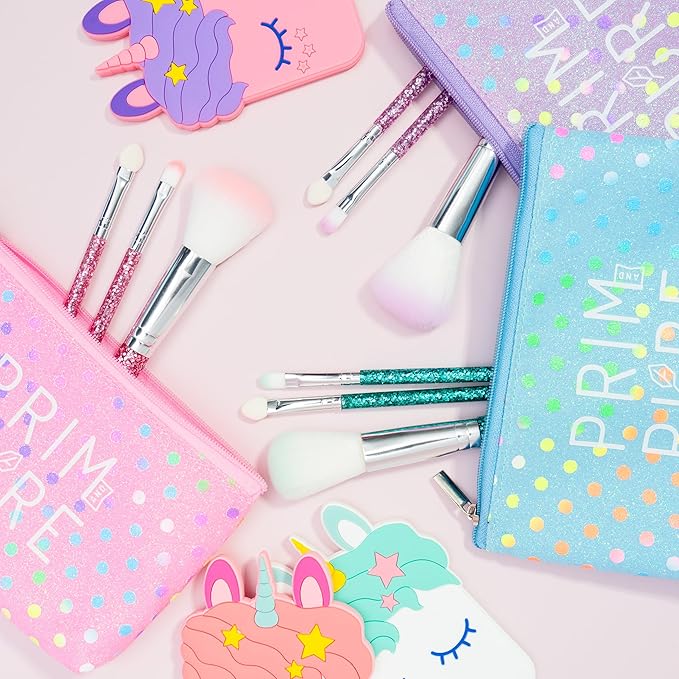 Prim and Pure Mineral Gift Set with Unicorn Mirror| Perfect for Play Dates & Birthday Parties | Kids Eyeshadow Makeup – Mineral Blush | Organic & Natural Makeup Kit for Kids| Made in USA (Purple)-VivaGrace Women
