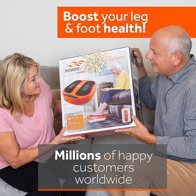 Power Legs Electric Foot Massager Machine with Remote Control, Adjustable Speed, Vibration - Calf Massager - Feet Massager for Neuropathy Pain Relief, Plantar Fasciitis, Leg Blood Circulation (Orange)-VivaGrace Women