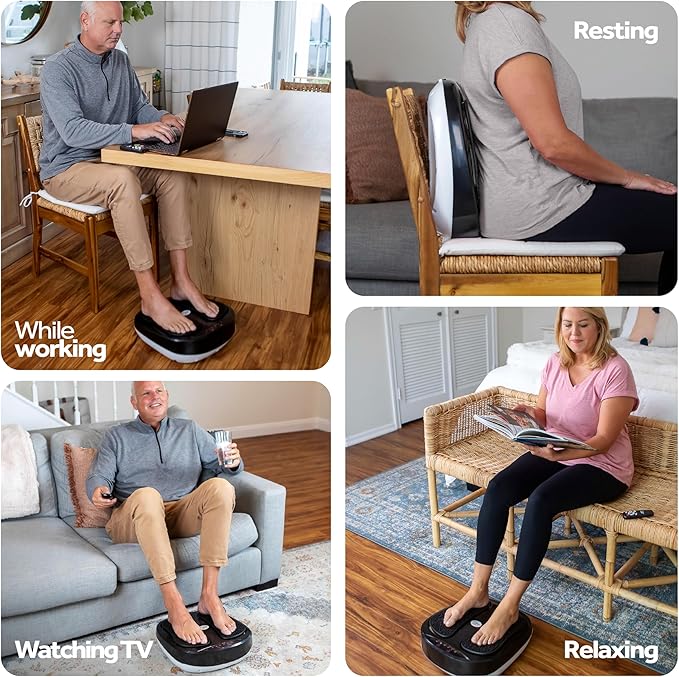 Power Legs Electric Foot Massager Machine with Remote Control, Adjustable Speed, Vibration - Calf Massager - Feet Massager for Neuropathy Pain Relief, Plantar Fasciitis, Leg Blood Circulation (Black)-VivaGrace Women