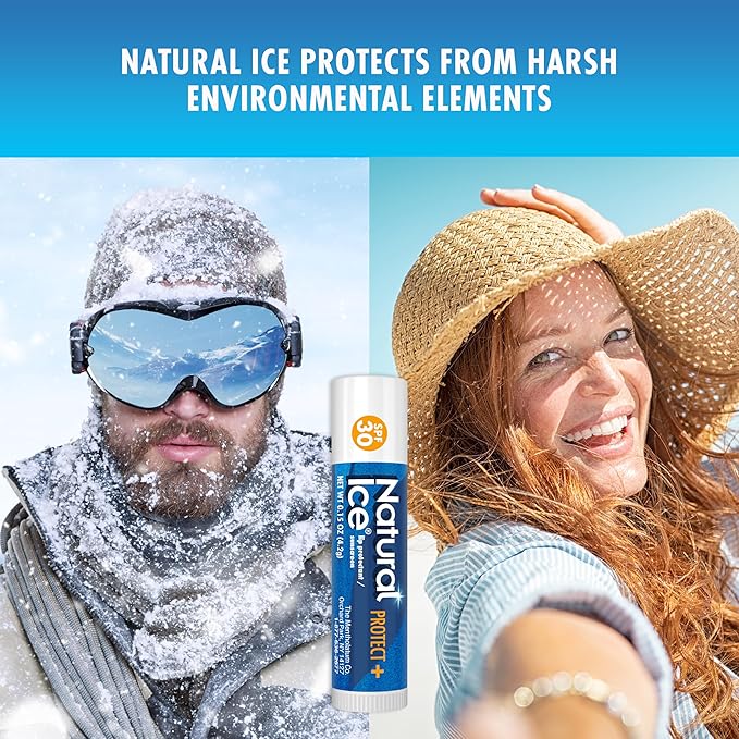 Mentholatum (R) Natural Ice (R) Sport Broad Spectrum SPF 30 Medicated Lip Balm - 12 Pack of 4.5 g Tubes-VivaGrace Women