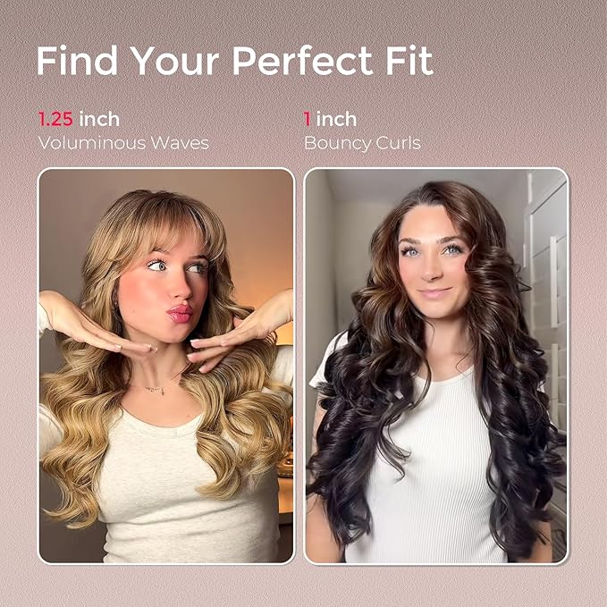 Upgraded Automatic Rotating Curling Iron - TYMO CurlPro Plus Long Barrel Curling Wand for Long Hair, Ceramic Hair Curler for Women, Anti-Scald, Tangle-Free, 600M Ionic, Dual Voltage, Gold, 1 1/4 Inch-VivaGrace Women