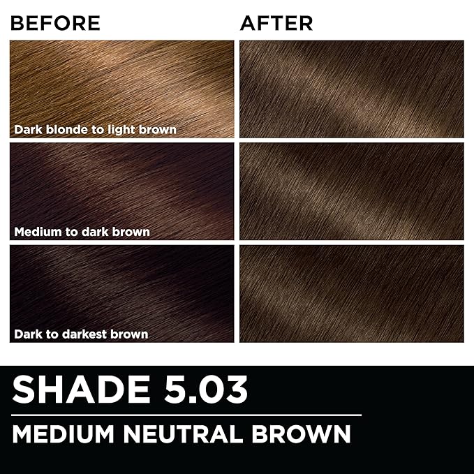 Garnier Hair Color Olia Ammonia-Free Brilliant Color Oil-Rich Permanent Hair Dye, 5.03 Medium Neutral Brown, 2 Count (Packaging May Vary)-VivaGrace Women