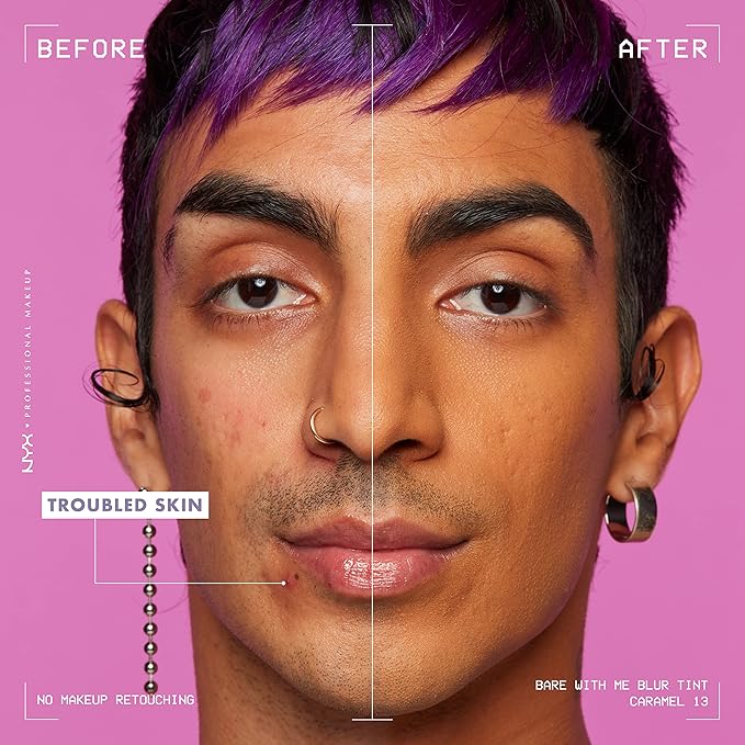 NYX PROFESSIONAL MAKEUP Bare With Me Blur Skin Tint Foundation Make Up with Matcha, Glycerin & Niacinamide - Caramel-VivaGrace Women