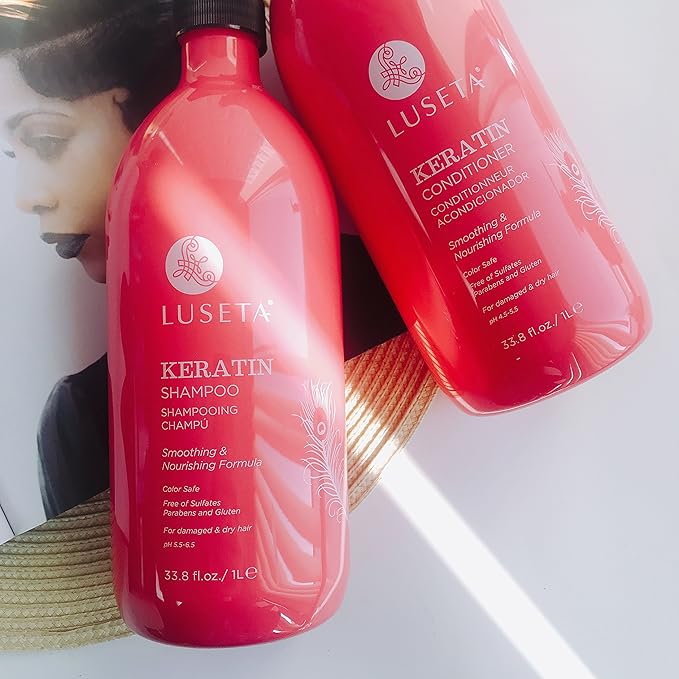 Luseta Keratin Smooth Shampoo and Conditioner Set Moisturizing and Hydrating for Damaged and Dry Hair Prevent Further Breakage Free of Sulfate and phosphate-VivaGrace Women