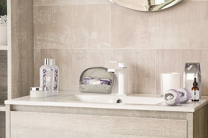 Bath Gift Basket Set for Women: Relaxing at Home Spa Kit Scented - Lavender and Jasmine with Large Bath Bombs, Salts, Shower Gel, Body Butter Lotion, Bath Oil, Bubble Bath, Loofah & More-VivaGrace Women