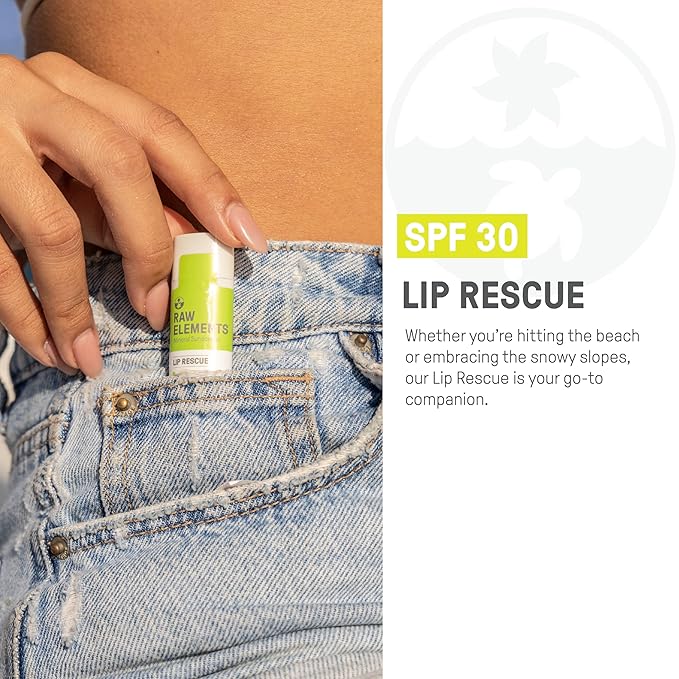 Raw Elements Organic Outdoor Sunscreen Lip Balm Rescue - SPF 30, UVA-UVB Protection, Reef-Safe, Non-Nano Zinc, Water Resistant, 0.15 oz (Pack of 1)-VivaGrace Women