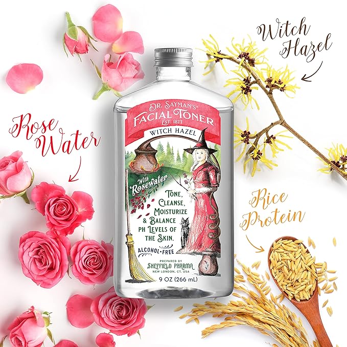 Dr. Saymans Alcohol-Free Facial Toner with Witch Hazel, Rosewater & Rice Protein, Removes Impurities & Hydrates Your Face, 9 oz-VivaGrace Women
