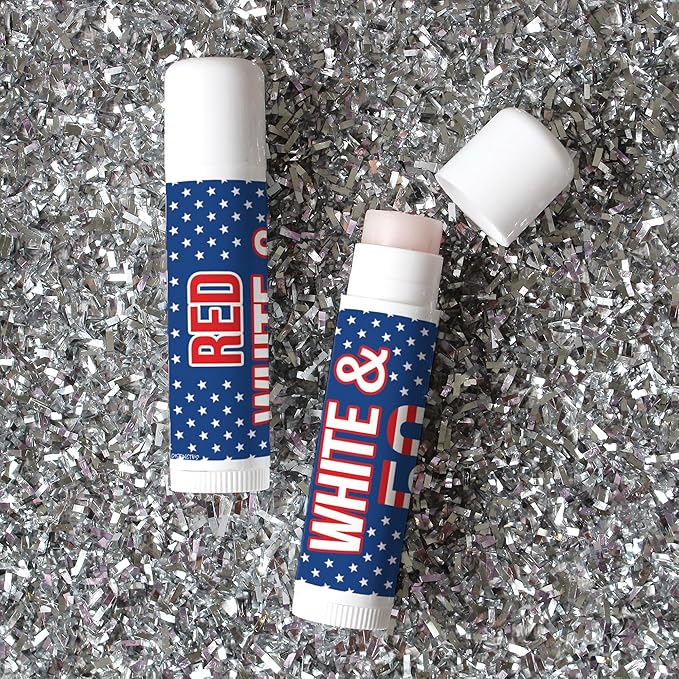 Red White and Blue 50th Birthday Party Favor Lip Balm Labels - 36 Count, Patriotic Birthday Party Supplies-VivaGrace Women