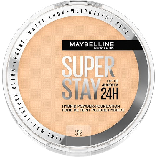 Maybelline Super Stay Up to 24HR Hybrid Powder-Foundation, Medium-to-Full Coverage Makeup, Matte Finish, 312, 1 Count-VivaGrace Women