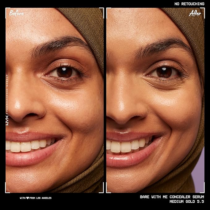 NYX PROFESSIONAL MAKEUP Bare With Me Concealer Serum, Up To 24Hr Hydration - Medium Golden-VivaGrace Women