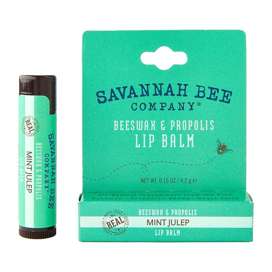 Savannah Bee Mint Julep Lip Balm 0.15 oz - Invigorating Mint Flavor - Natural Ingredients for Supple, Soft Lips - Convenient Hanger Design-VivaGrace Women