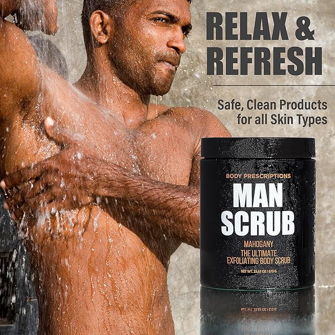 Body Prescriptions Men’s Exfoliating Body Scrub – Ultimate Skin Cleansing Wash in Jar with Twist-Top Lid, For All Skin Types, 21 Ounce (Pack of 2), Mahogany-VivaGrace Women