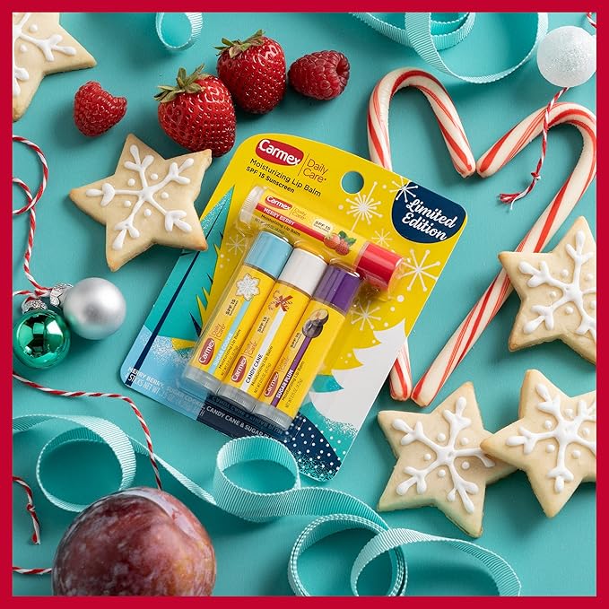 Carmex Lip Balm Limited Edition Holiday Packs: Carmex Daily Care Sticks, 4 count (1 pack), Carmex Medicated Jars, 3 Count (1 pack)-VivaGrace Women