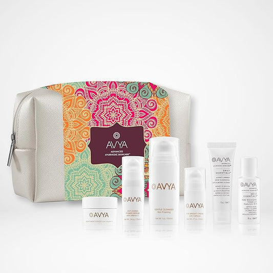 Avya Experience Set - DS Gentle Cleanser 30ml + AA Serum 10ml + AA Eye Cream 5ml + AA Night Cream 10ml + DE Honey/Amber Scrub 1oz. + DE Toner 1oz.-VivaGrace Women