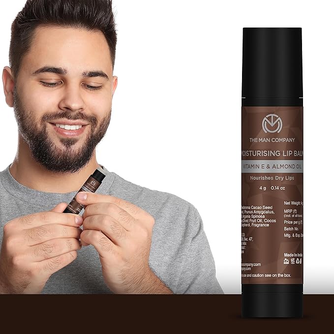 The Man Company Nourishing Lip Balm with Vitamin E, Almond & Olive Oil | Soft, Supple, Moisturizes | Free from Dry/Chapped Lips - 4gm-VivaGrace Women