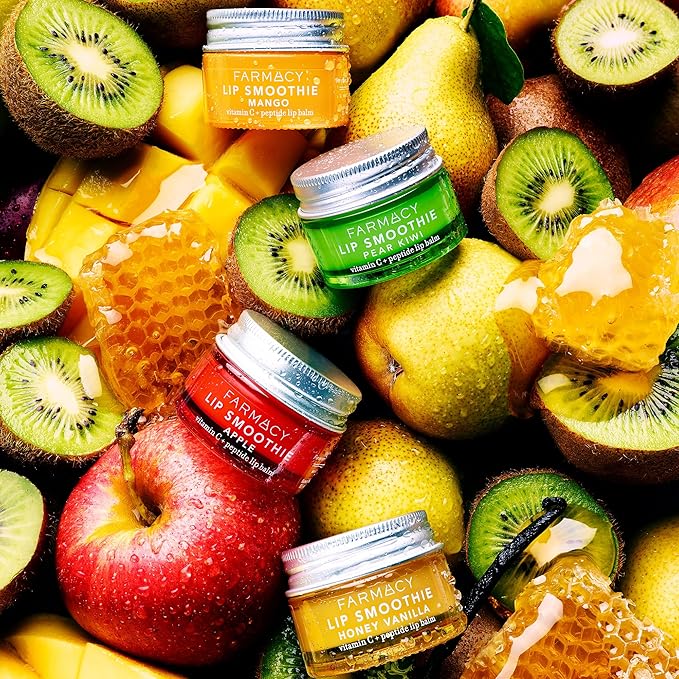 Farmacy Peptide Lip Balm - Lip Smoothie Hydrating Lip Balm with Vitamin C to Visibly Plump + Smooth Lip Lines - Nourishing Lip Treatment with a High-Gloss Finish - Mango (10g)-VivaGrace Women