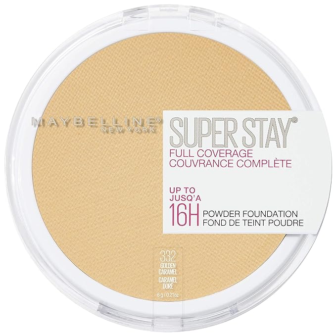 Maybelline Super Stay Full Coverage Powder Foundation Makeup, Up to 16 Hour Wear, Soft, Creamy Matte Foundation, Golden Caramel, 1 Count-VivaGrace Women