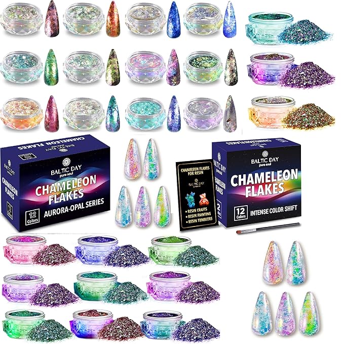 Chameleon Flakes & Chameleon Aurora Opal Flakes - Chameleon Flakes for Resin, Nails - Chameleon Mica Powder for Epoxy Resin, Paint-VivaGrace Women