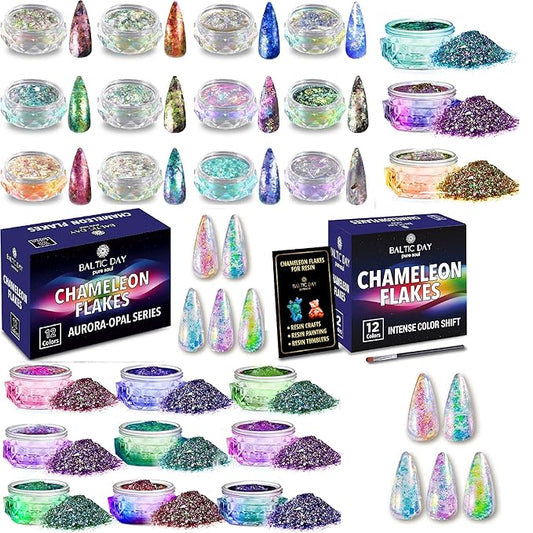 Chameleon Flakes & Chameleon Aurora Opal Flakes - Chameleon Flakes for Resin, Nails - Chameleon Mica Powder for Epoxy Resin, Paint-VivaGrace Women