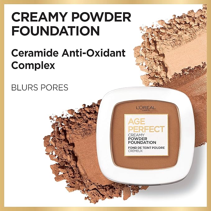 L'Oreal Paris Age Perfect Creamy Powder Foundation Compact, 375 Espresso, 0.31 Ounce-VivaGrace Women