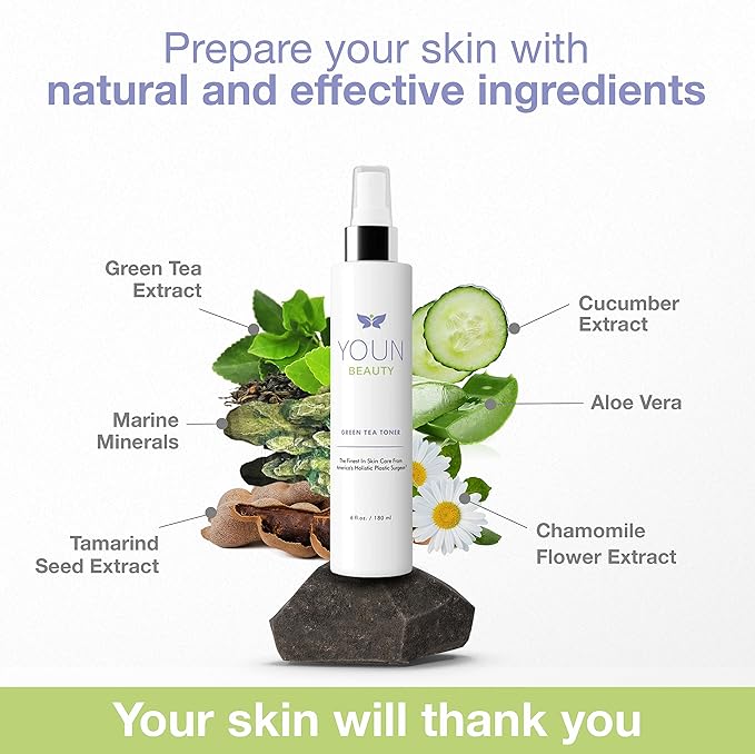 YOUN Beauty Green Tea Toner Face Mist Spray, 180 ML – Alcohol-Free, pH-Balancing & Hydrating Toner with Green Tea and Chamomile Extracts by Dr. Anthony Youn-VivaGrace Women