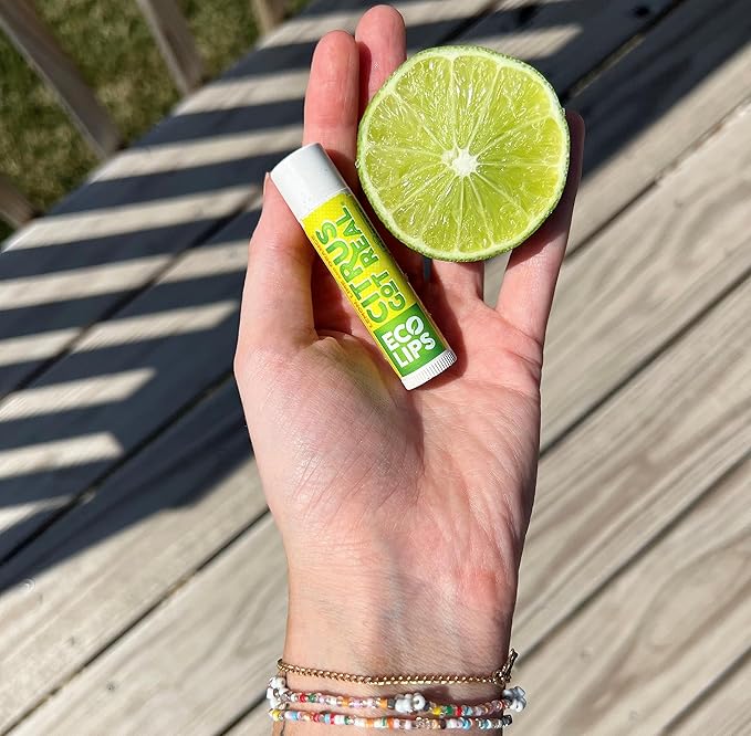 Eco Lips Freshly Squeezed Organic Fruit Lip Balms - Citrus Got Real (Lemon/Lime), Melondramatic (Watermelon), Jam Packed (Strawberry) Plastic-Free Plant Pod 6-pack by Eco Lips 100% Natural.-VivaGrace Women