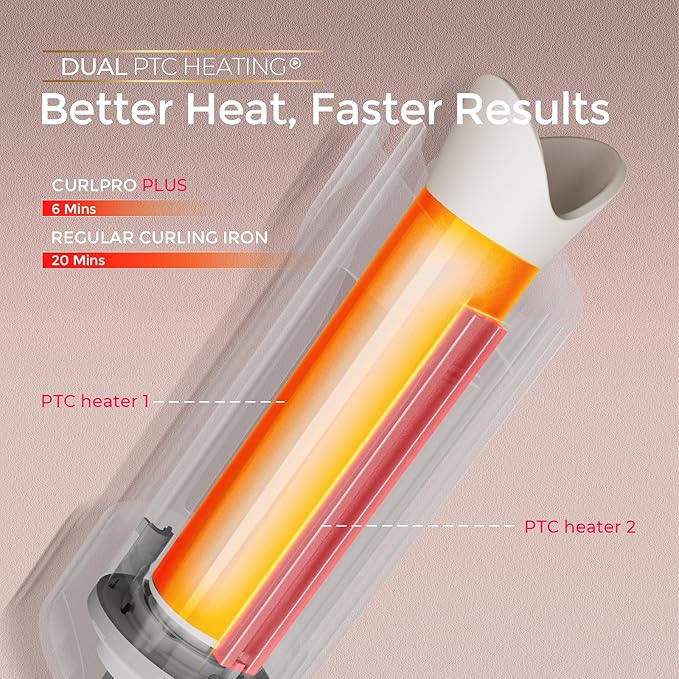 Upgraded Automatic Rotating Curling Iron - TYMO CurlPro Plus Long Barrel Curling Wand for Long Hair, Ceramic Hair Curler for Women, Anti-Scald, Tangle-Free, 600M Ionic, Dual Voltage, Gold, 1 1/4 Inch-VivaGrace Women