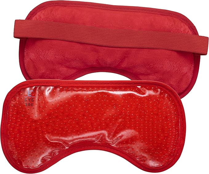 Plush Gel Eye Mask for Puffy Eyes, Red - Cold Eye mask to Treat Dark Circles, Sinuses, Dry Eyes, and for Allergy Relief - Microwave Safe for Heat Therapy-VivaGrace Women