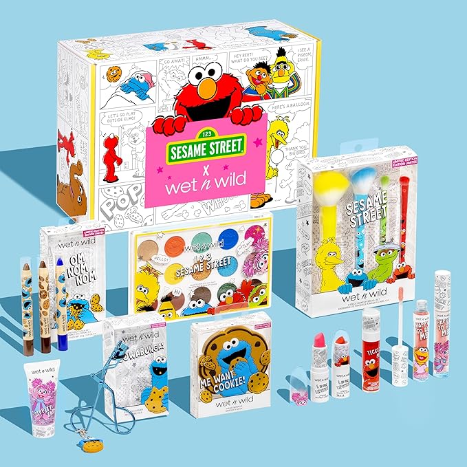 wet n wild Sesame Street Limited Edition PR Box - Makeup Set with Versatile Brushes, Vibrant Buildable & Blendable Palettes & Lip Glosses for Unique Looks, Cruelty-Free & Vegan-VivaGrace Women