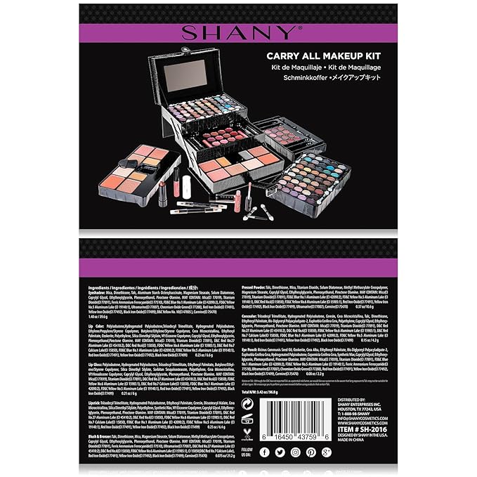 SHANY All In One Makeup Kit (Eyeshadow, Blushes, Face Powder, Lipstick, Eye liners, Makeup Pencils and Makeup Mirror - Makeup Set With Reusable Makeup Storage Box - Black-VivaGrace Women