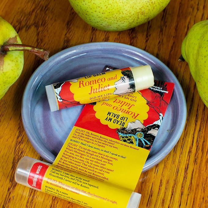 Read My Lips Lip Balm - Full Text of Romeo & Juliet Balcony Scene Under Label, Pear Flavored - Cruelty-Free and Made in the USA from Natural and Imported Ingredients-VivaGrace Women