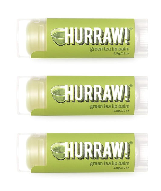 Hurraw! Green Tea Lip Balm, 3 Pack: Organic, Certified Vegan, Cruelty and Gluten Free. Non-GMO, 100% Natural Ingredients. Bee, Shea, Soy and Palm Free. Made in USA-VivaGrace Women