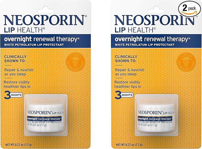 Neosporin Lip Health Overnight Healthy Lips Renewal Therapy Petrolatum Lip Protectant, 0.27oz. (Pack of 2)-VivaGrace Women