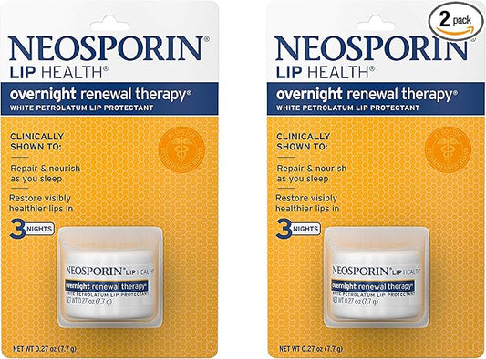 Neosporin Lip Health Overnight Healthy Lips Renewal Therapy Petrolatum Lip Protectant, 0.27oz. (Pack of 2)-VivaGrace Women