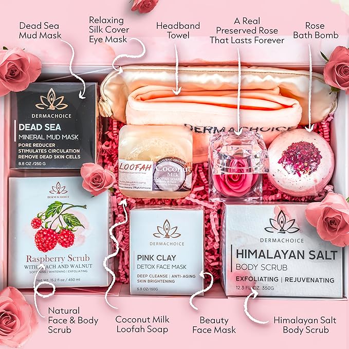 Luxury Spa Gift Set for Women - 9 Piece Self Care Package for Women, Birthday Gifts for Women - Full Size Spa Set with Plant-Based Superfoods, Minerals, & Vitamins - Gifts for Her Box-VivaGrace Women