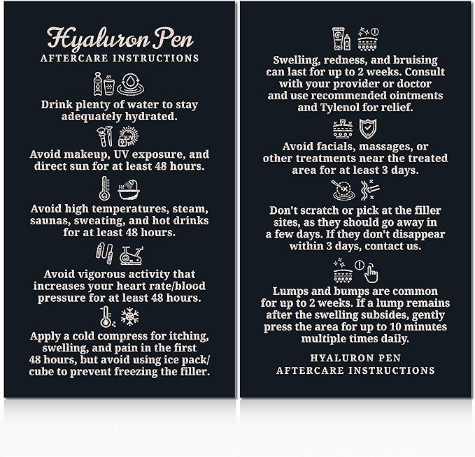 100 Pack - Premium Hyaluron Pen Lip Filler Aftercare Instructions Card 2 x 3.5" Accessories Supplies Kit Care - HP20A100_N-VivaGrace Women