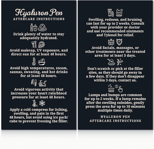 100 Pack - Premium Hyaluron Pen Lip Filler Aftercare Instructions Card 2 x 3.5" Accessories Supplies Kit Care - HP20A100_N-VivaGrace Women