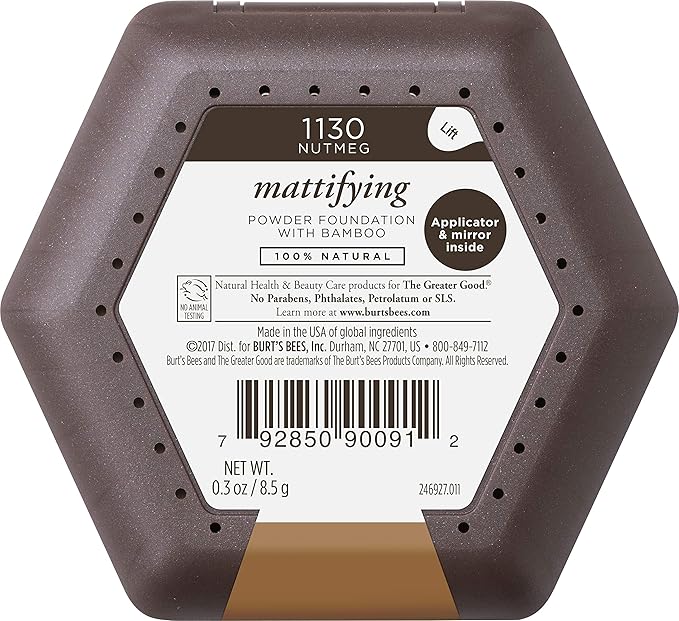 Burts Bees 100% Natural Mattifying Powder Foundation, Nutmeg - 0.3 Ounce (Pack of 2)-VivaGrace Women