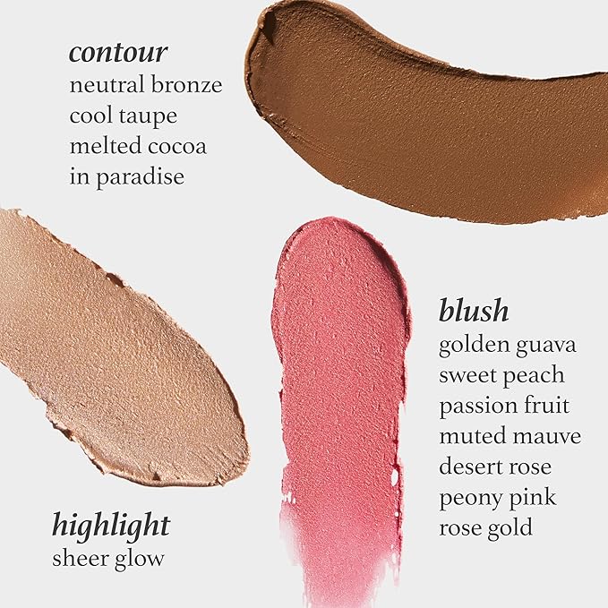 Julep Skip the Brush 3-in-1 Color Stick for Eyes, Cheeks, and Lip Trio Muted Mauve, Neutral Bronze, Sheer Glow-VivaGrace Women