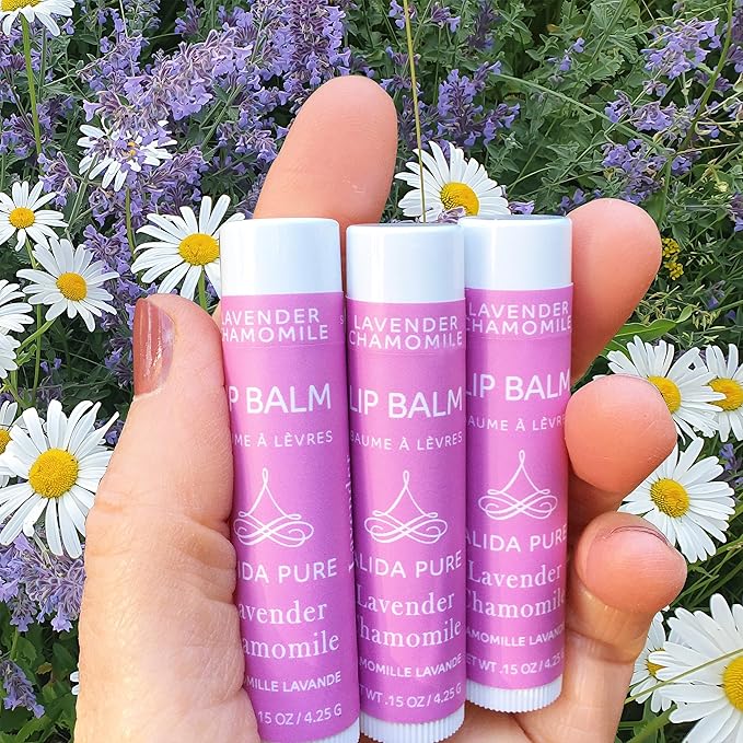 Vegan Lip Balm by PURE + SIMPLE Lavender Chamomile Lip Balm Collection, Cruelty Free Chapstick, Moisturize Dry, ed, or Chapped, Lips, 5 Tube Set.-VivaGrace Women