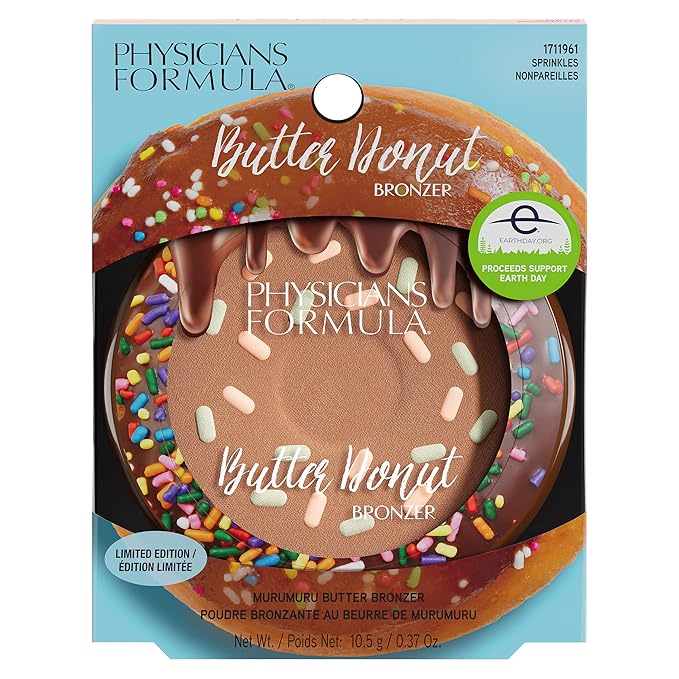 Physicians Formula Murumuru Butter Cheat Day Donut Bronzer, Lightweight, Cruelty-Free, For Sensitive Skin, Dark Shimmer Cream Bronzer, 0.38Oz, Sprinkles-VivaGrace Women