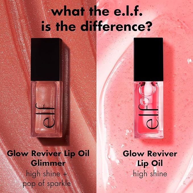 e.l.f. Glow Reviver Lip Oil, Nourishing and Hydrating with High-Shine Glimmer Finish & Sheer Wash Of Color, Minty Scent, Non-Sticky, Vegan & Cruelty-free, Divine Wine