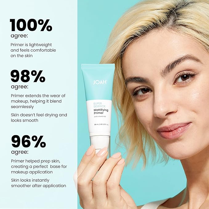 JOAH Beauty Super Sidekick Mattifying Makeup Primer, Pore Minimizing Matte Finish, Hydrating and Long Lasting Korean Face Primer for Oil Control, Helps Smooth, Blur Skin, For All Skin Types, 1.01 Oz-VivaGrace Women