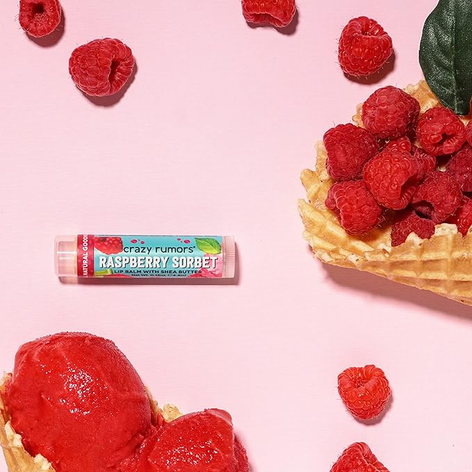 Crazy Rumors Raspberry Sorbet Lip Balm. 100% Natural, Vegan, Plant-Based, Made in USA (1-Pack)-VivaGrace Women