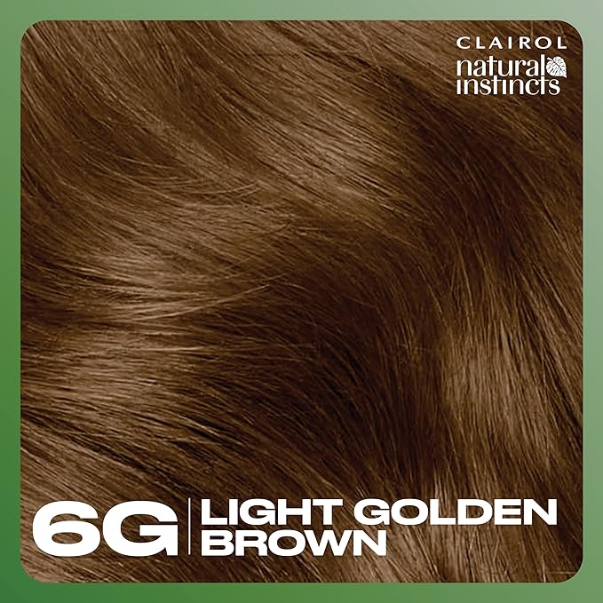 Clairol Natural Instincts Demi-Permanent Hair Dye, 6G Light Golden Brown Hair Color, Pack of 3-VivaGrace Women
