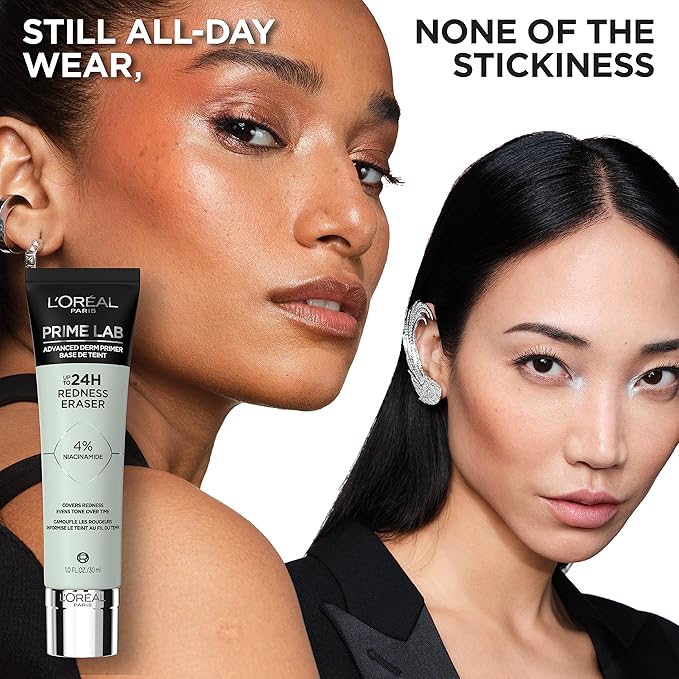 L'Oreal Paris Prime Lab Up to 24H Redness Eraser Face Primer Infused with Niacinamide to Reduce Face Redness and Extend Makeup Wear, 1.01 Fl Oz-VivaGrace Women