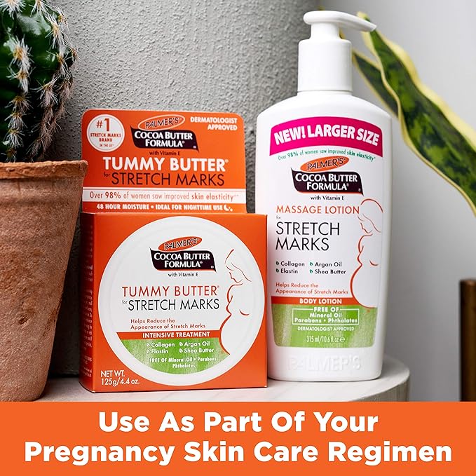 Palmer's Cocoa Butter Formula Tummy Butter Balm for Stretch Marks and Pregnancy Skin Care, 4.4 Ounces (Pack of 3)-VivaGrace Women